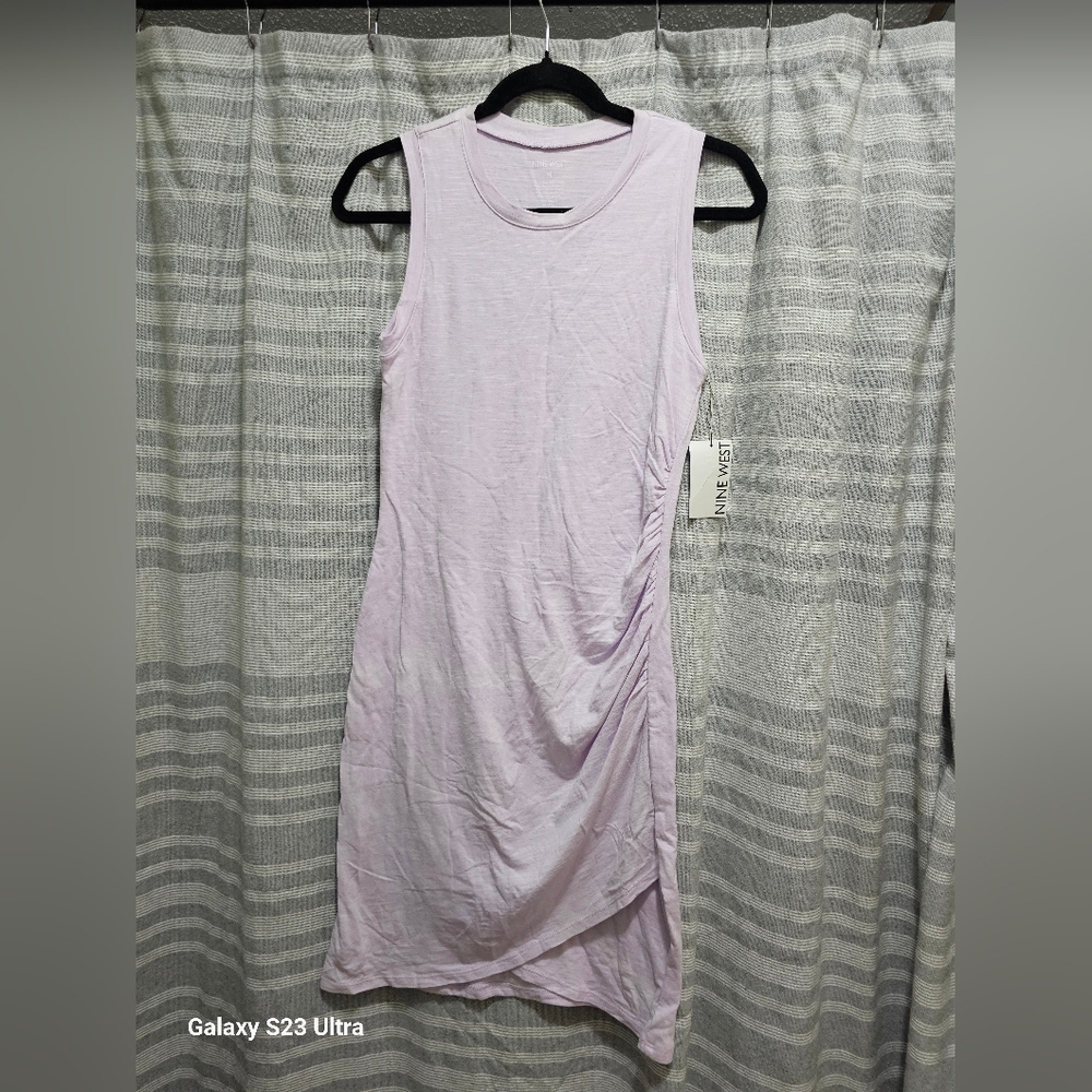 Nine West Lilac Sleeveless Gathered Bodycon Dress Size M